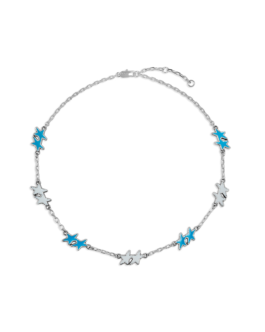 Melted Stars Necklace Baby Blue-White