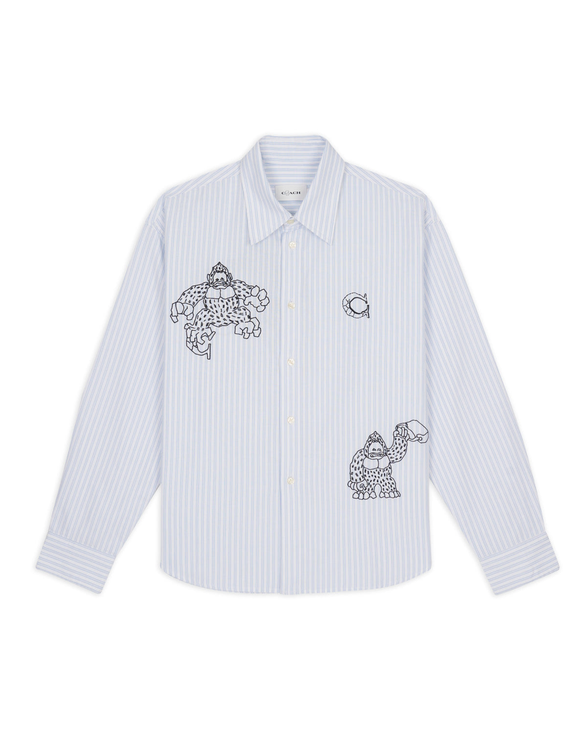 Brain Dead x Coach Long Sleeve Button Up Shirt - Blue Stripe