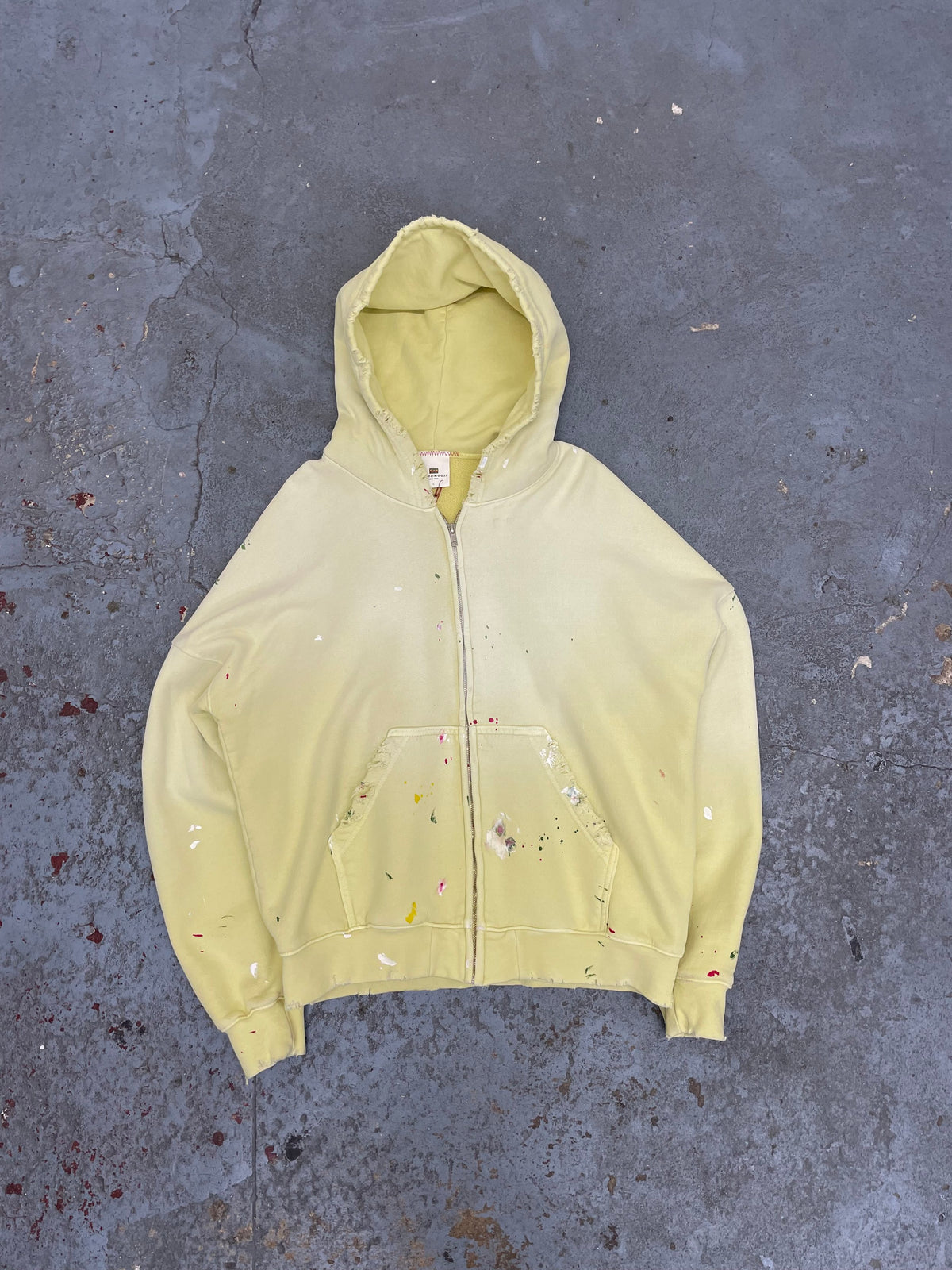 Oversize crop zip up hoodie aged butter yellow