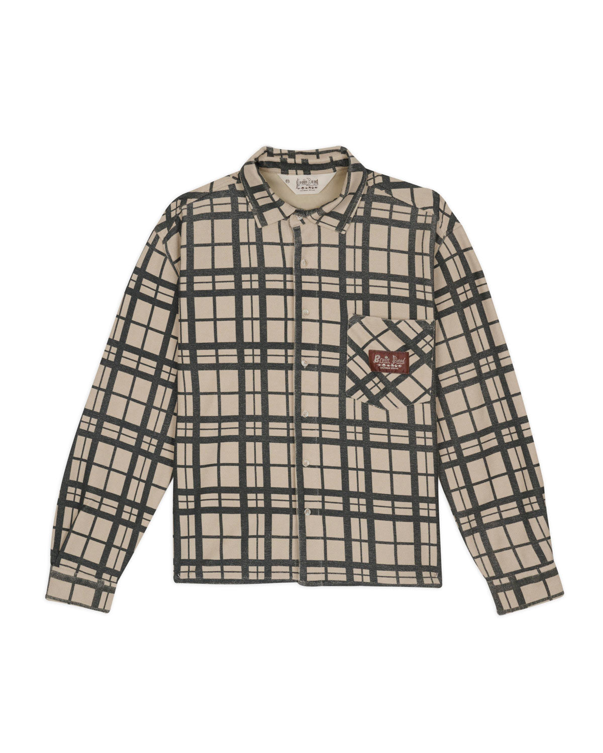 Plaid French Terry Button Up - Sand