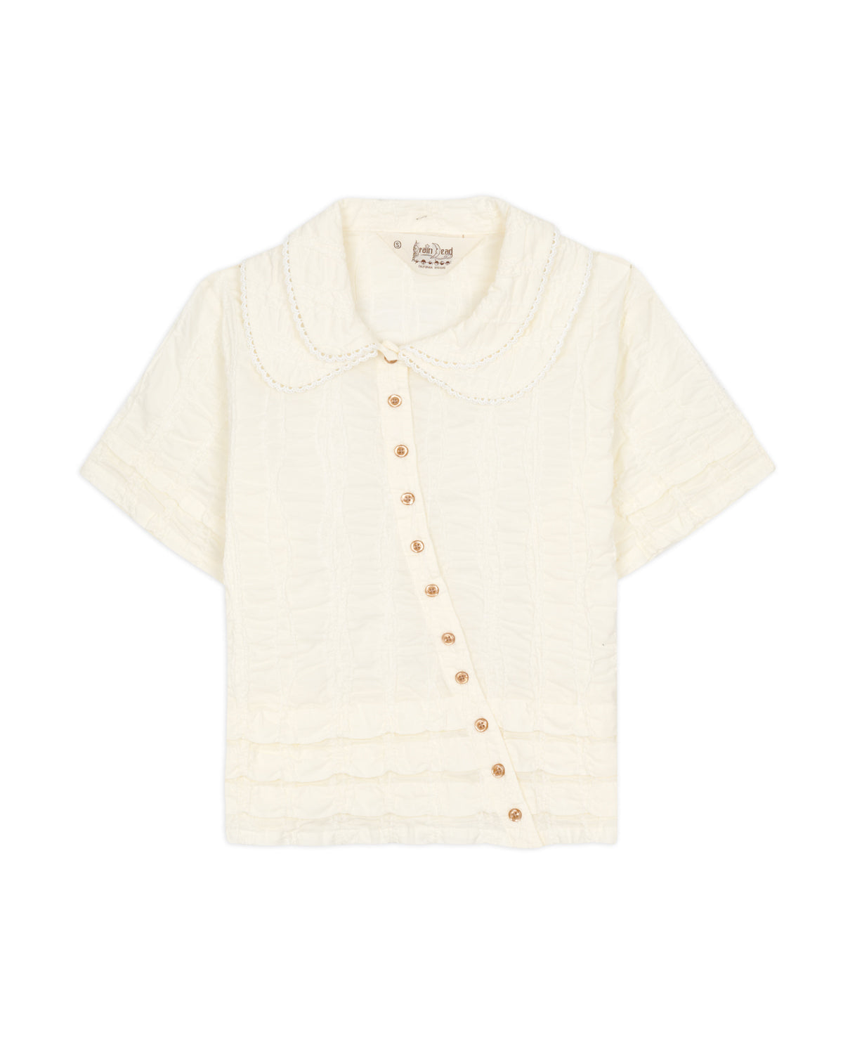 Twisted Seersucker Button Up Shirt - Cream