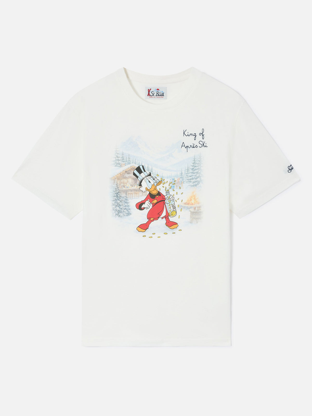 Arnott Warm t-shirt in white with Scrooge McDuck King of Après Ski print