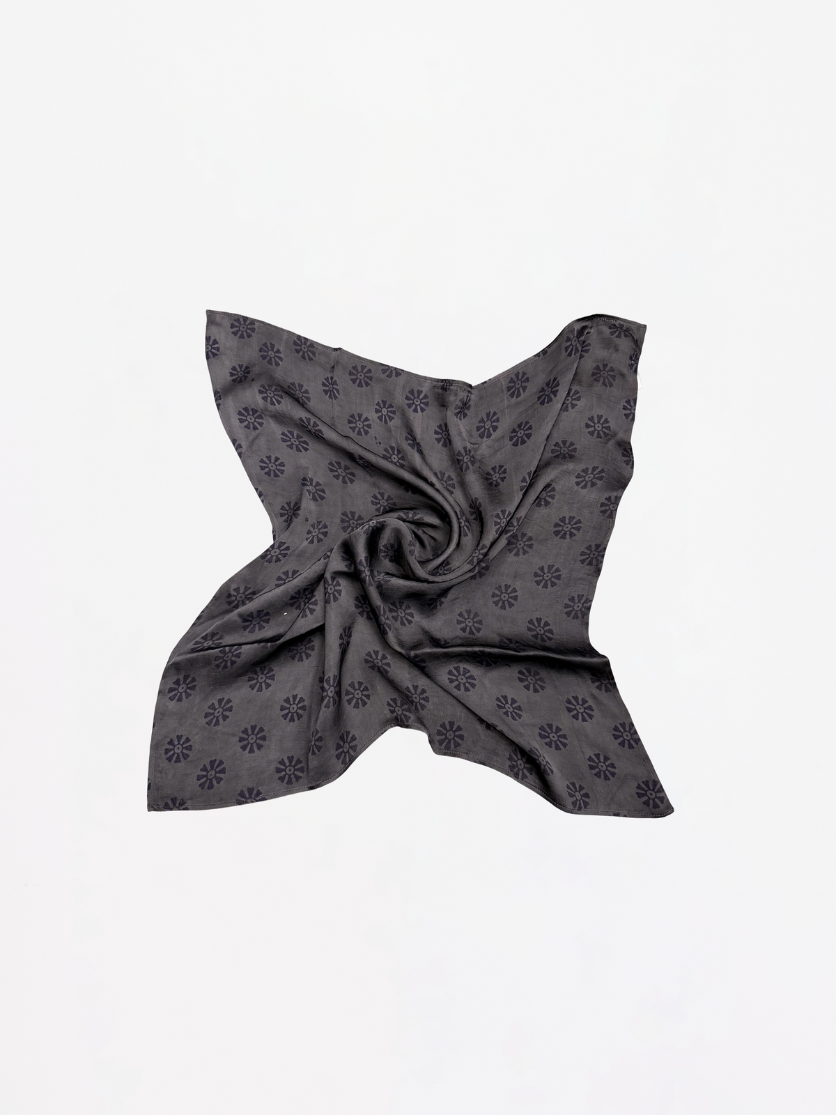 GREY BLUE BLOCK PRINT SILK BANDANA