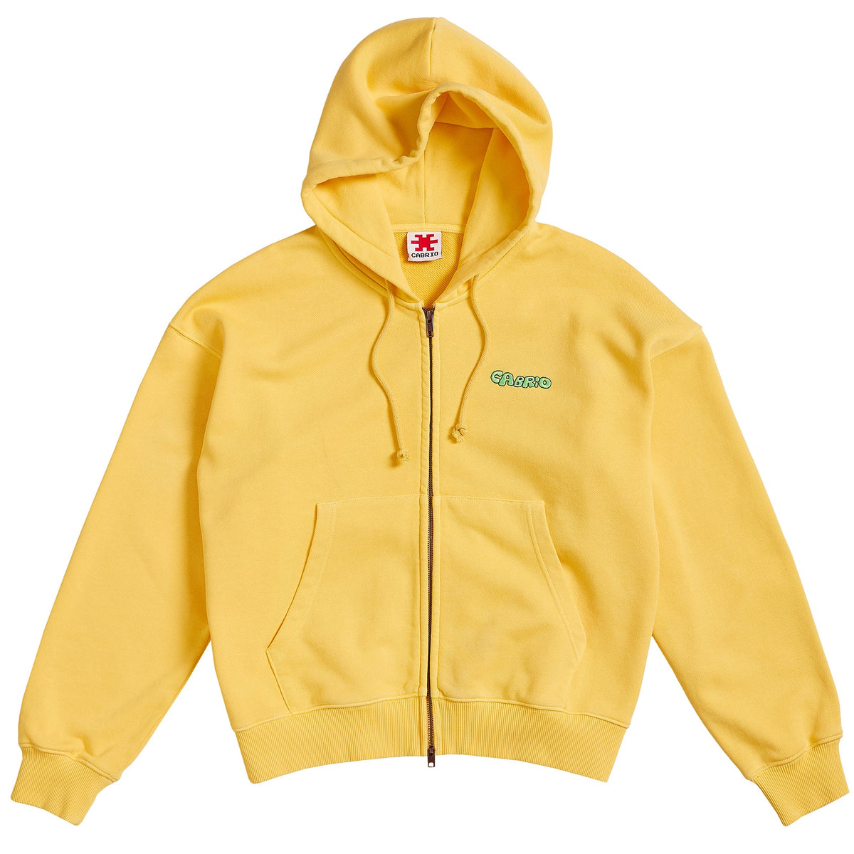 Yellow Garment Dye Zip Up Hoodie