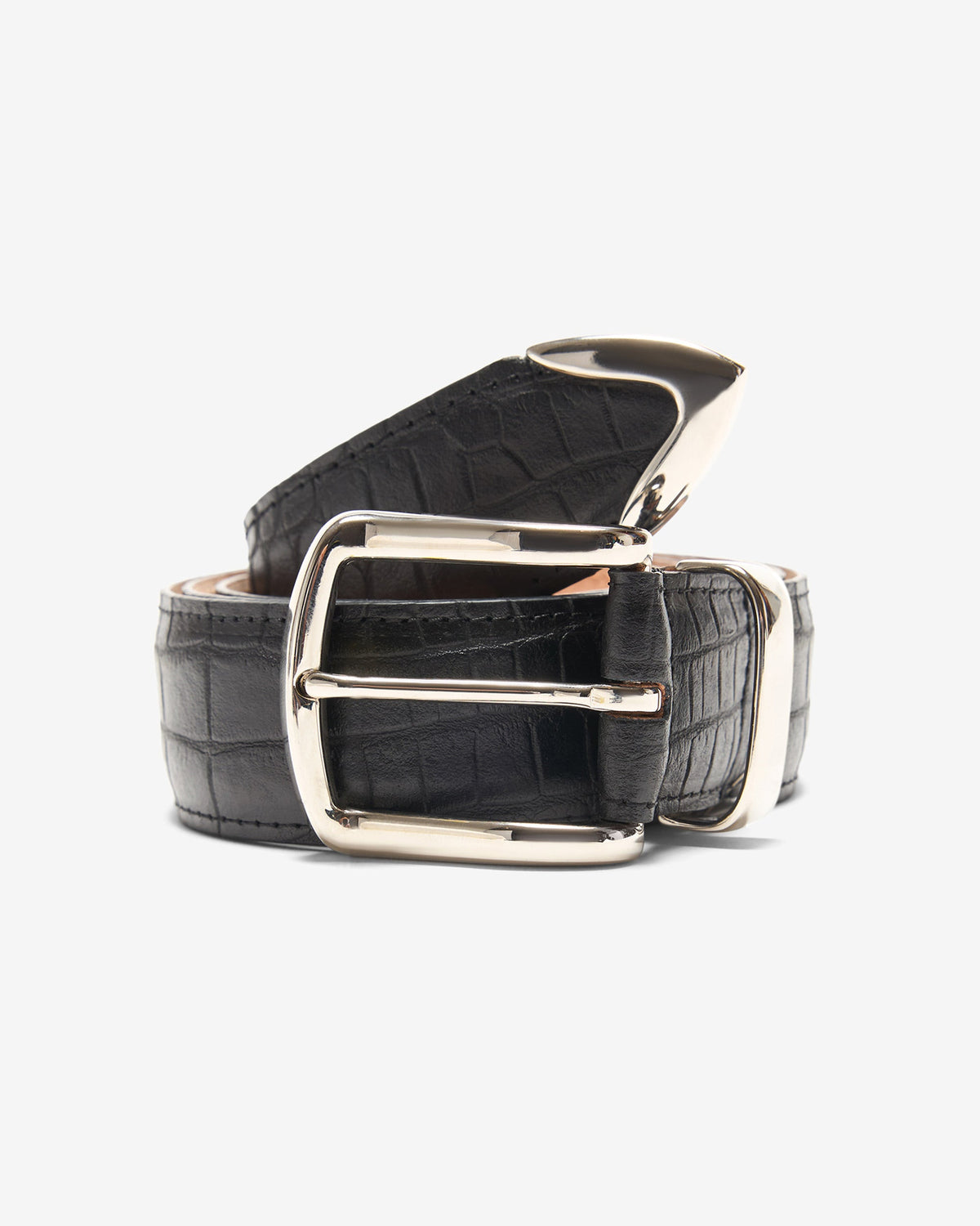 Croc Embossed Metal Tip Belt