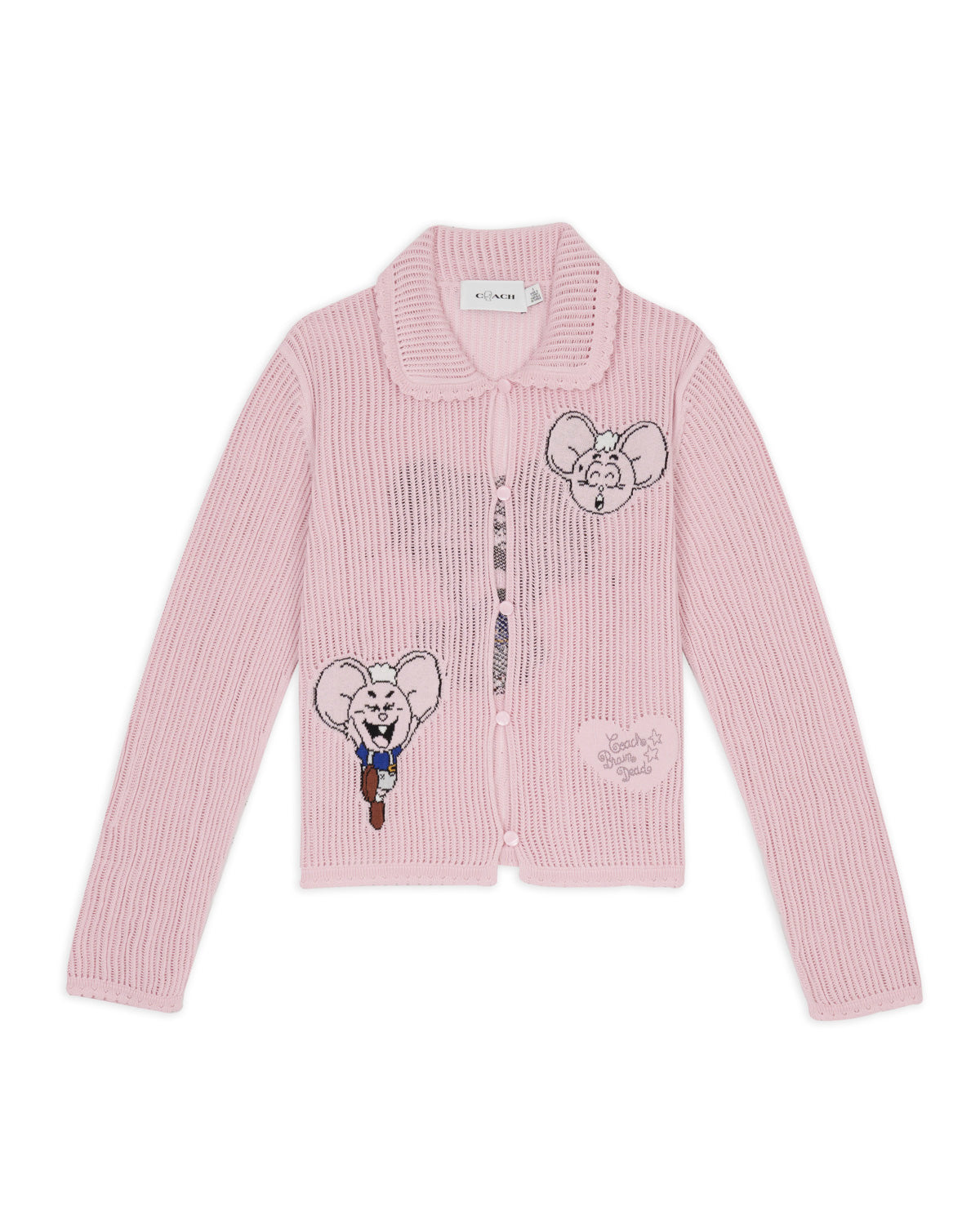Brain Dead x Coach Intarsia Kachi Mouse Knit Cardigan - Pink