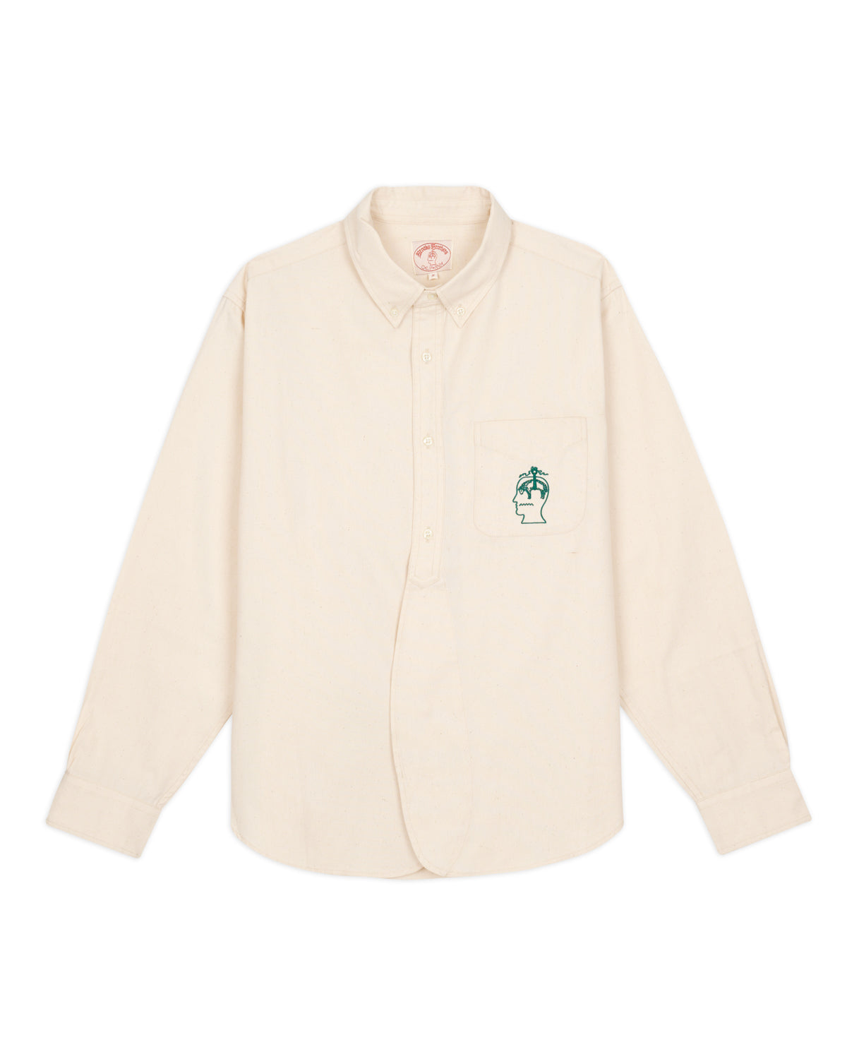 Brooks Brothers California Half Placket Oxford Button Up - Natural
