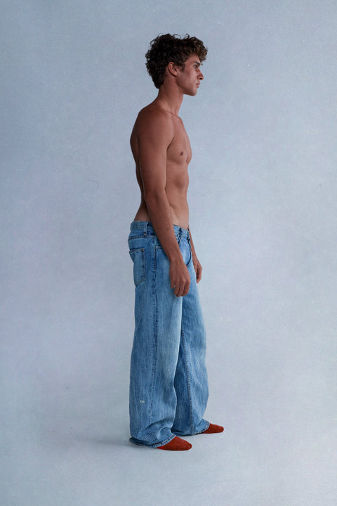 denim straight leg jeans