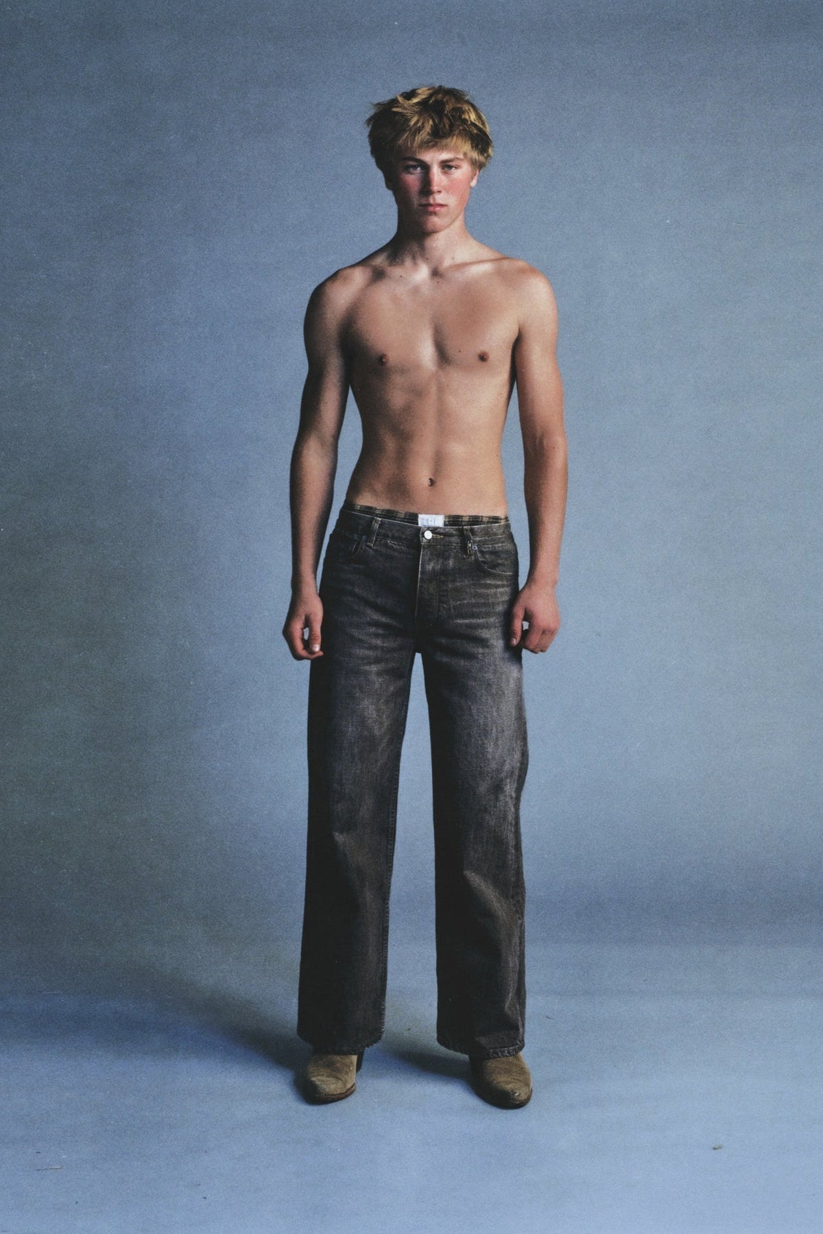 faded brown denim jeans