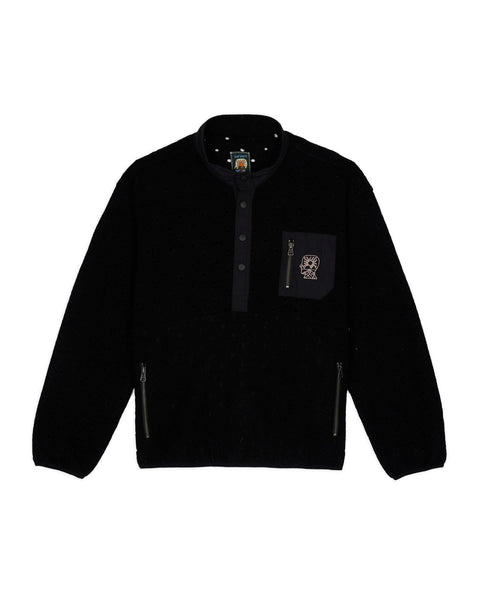 Hole Mock Neck Pullover - Black