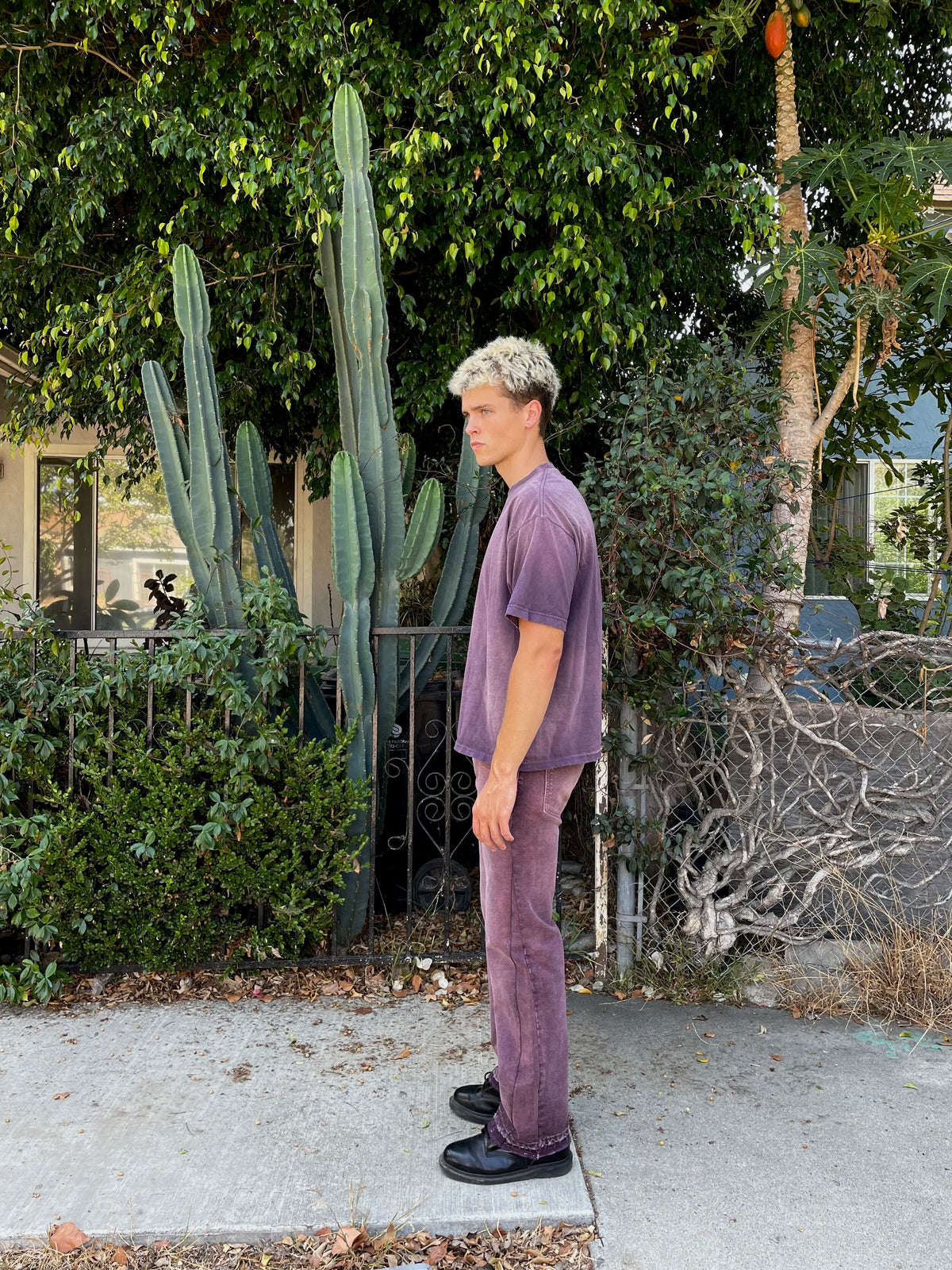 Classic 5 pocket bootleg denim in aged plum