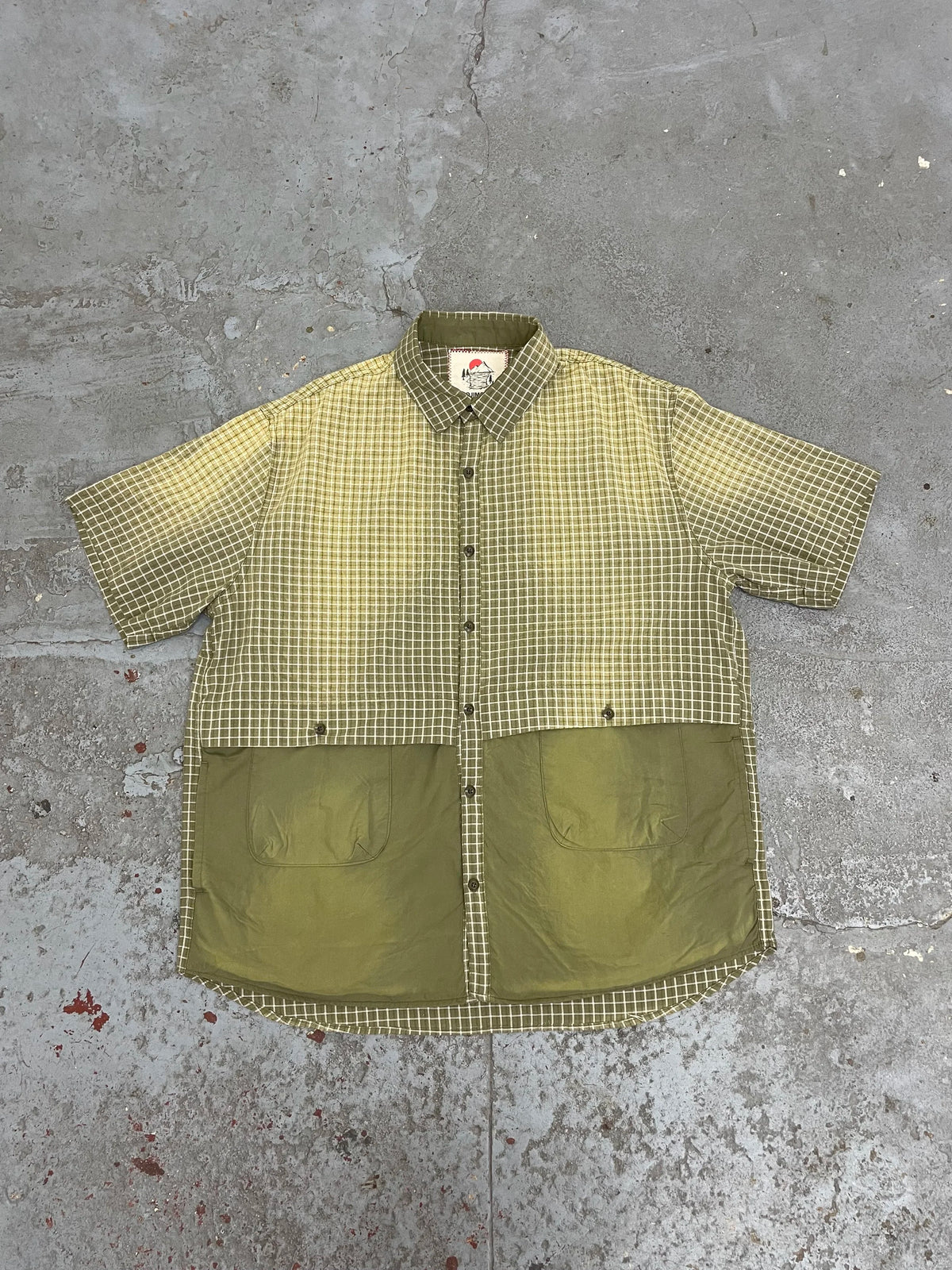 Plaid work shirt aged olive green