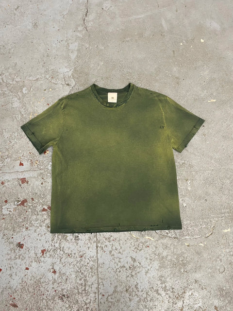 Oversized crop t-shirts vintage forest green