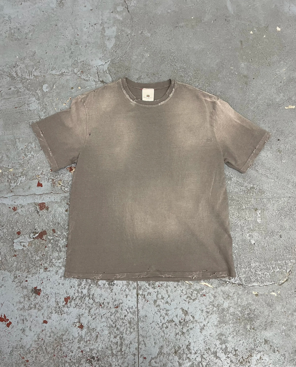 Oversized crop t-shirts vintage taupe grey