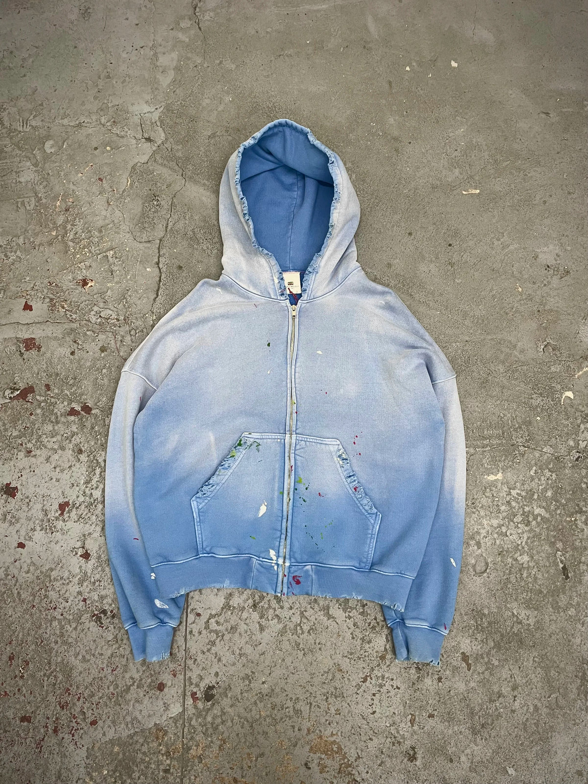 Oversize crop zip up hoodie aged powder blue