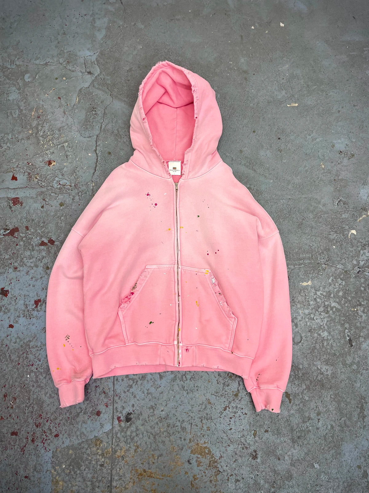 Oversize crop zip up hoodie aged new pink