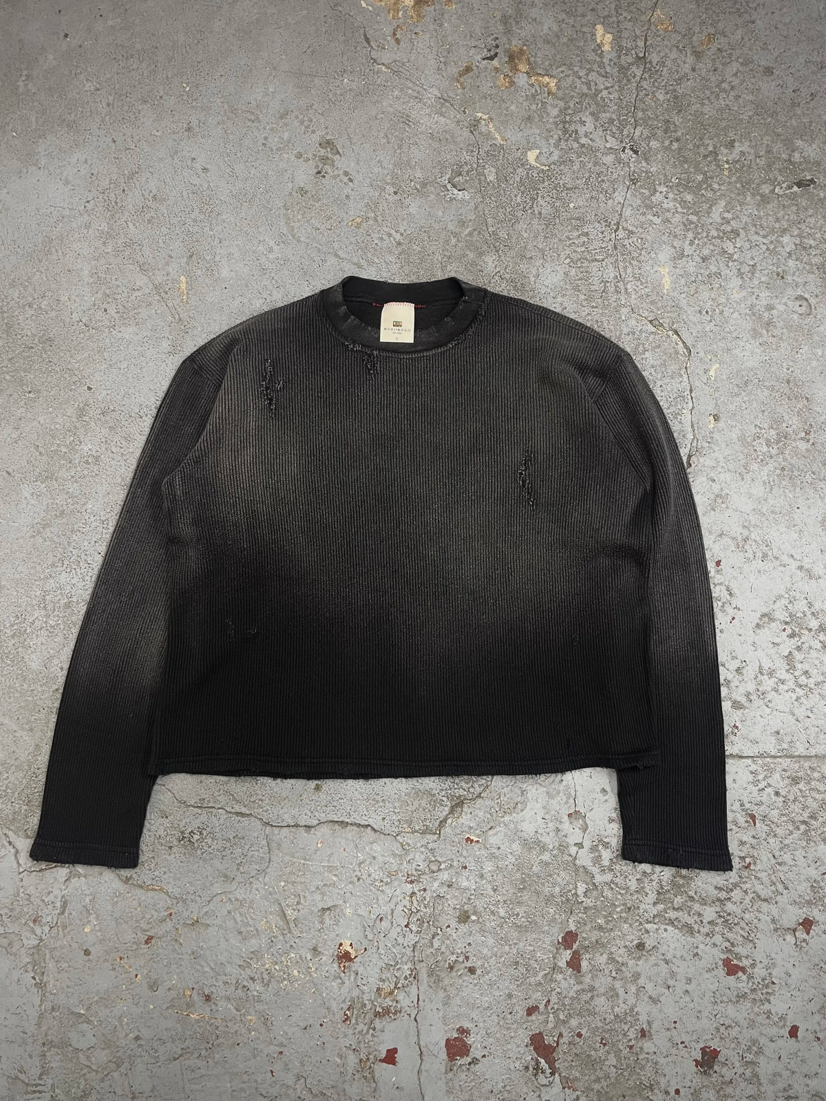 Oversized crop waffle knit aged black