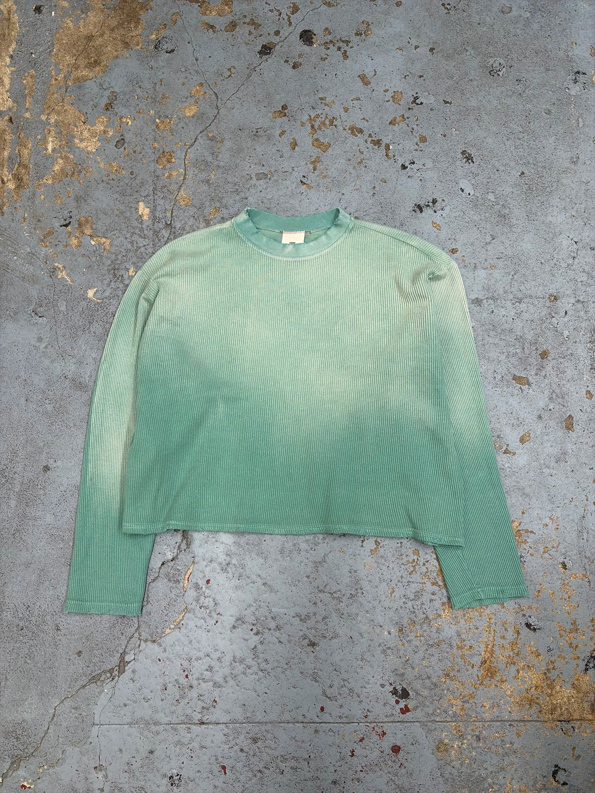 Oversized crop waffle knit aged seafoam