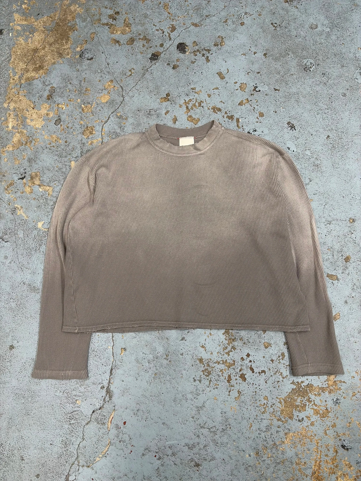 Oversized crop waffle knit aged tuape grey