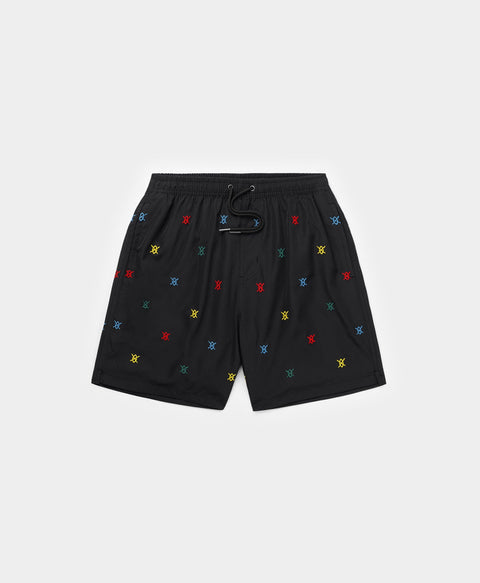 Black Multicolor Reshield Swim Shorts