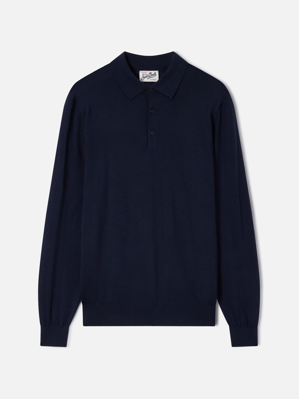 Polo Alfie in navy blue Merino
