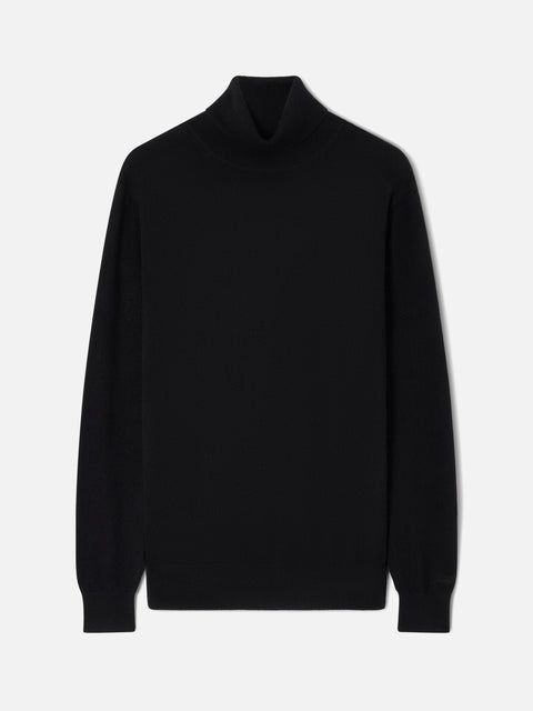 Funnel neck Bond in black cashmere