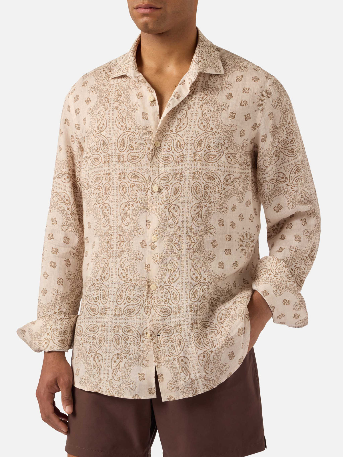 Pamplona linen shirt with all-over bandana print