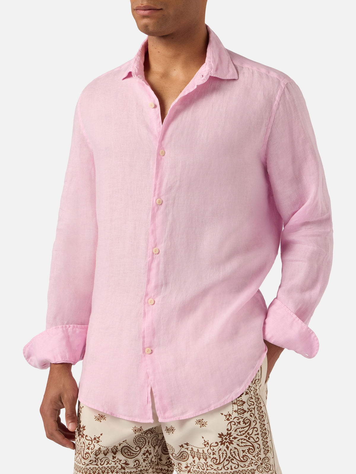 Pink Pamplona shirt in pure linen