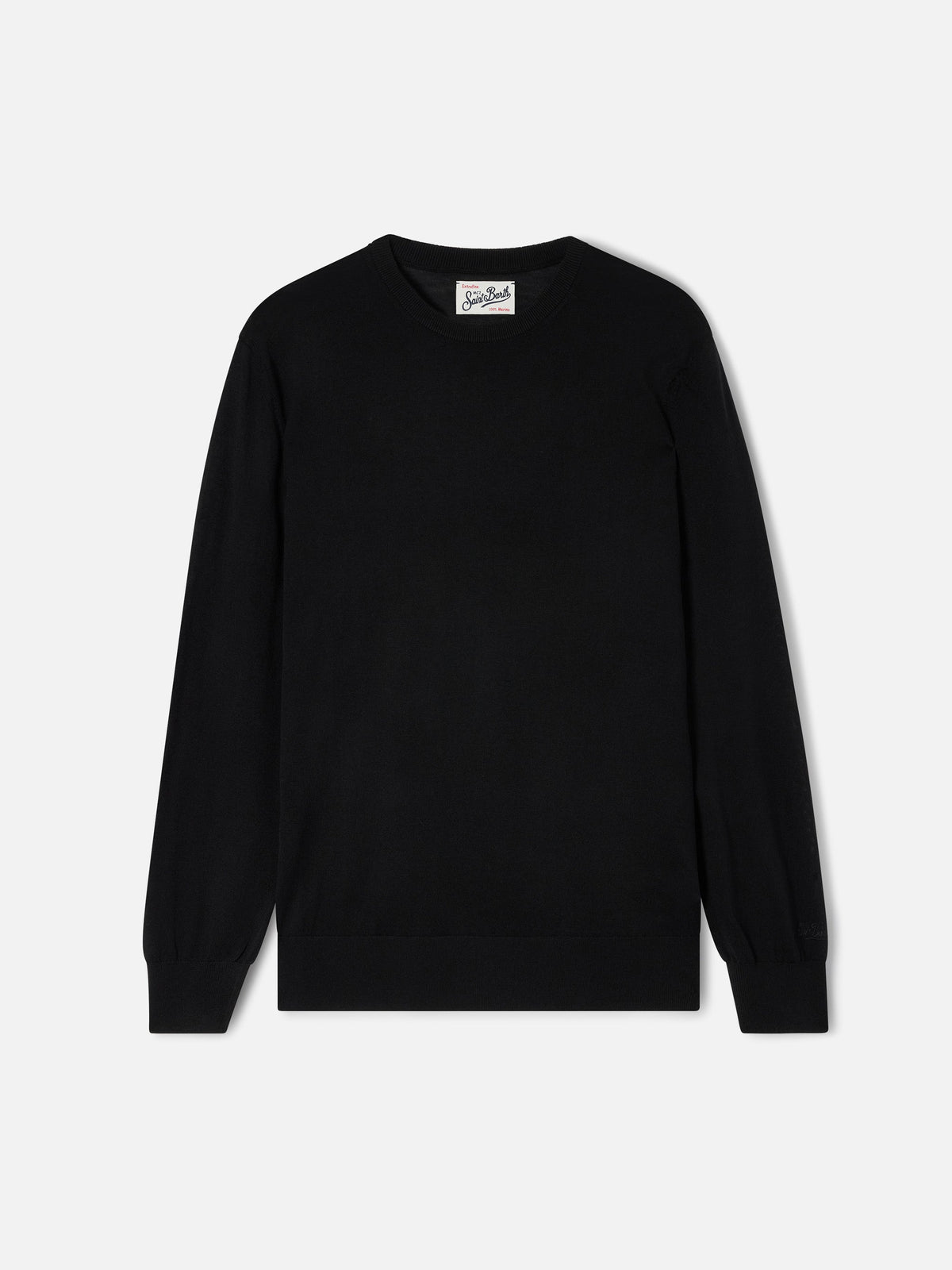 Crewneck Regent in black Merino