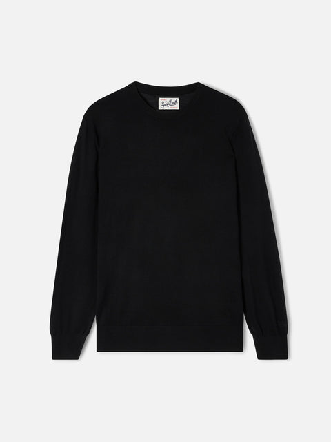 Crewneck Regent in black Merino