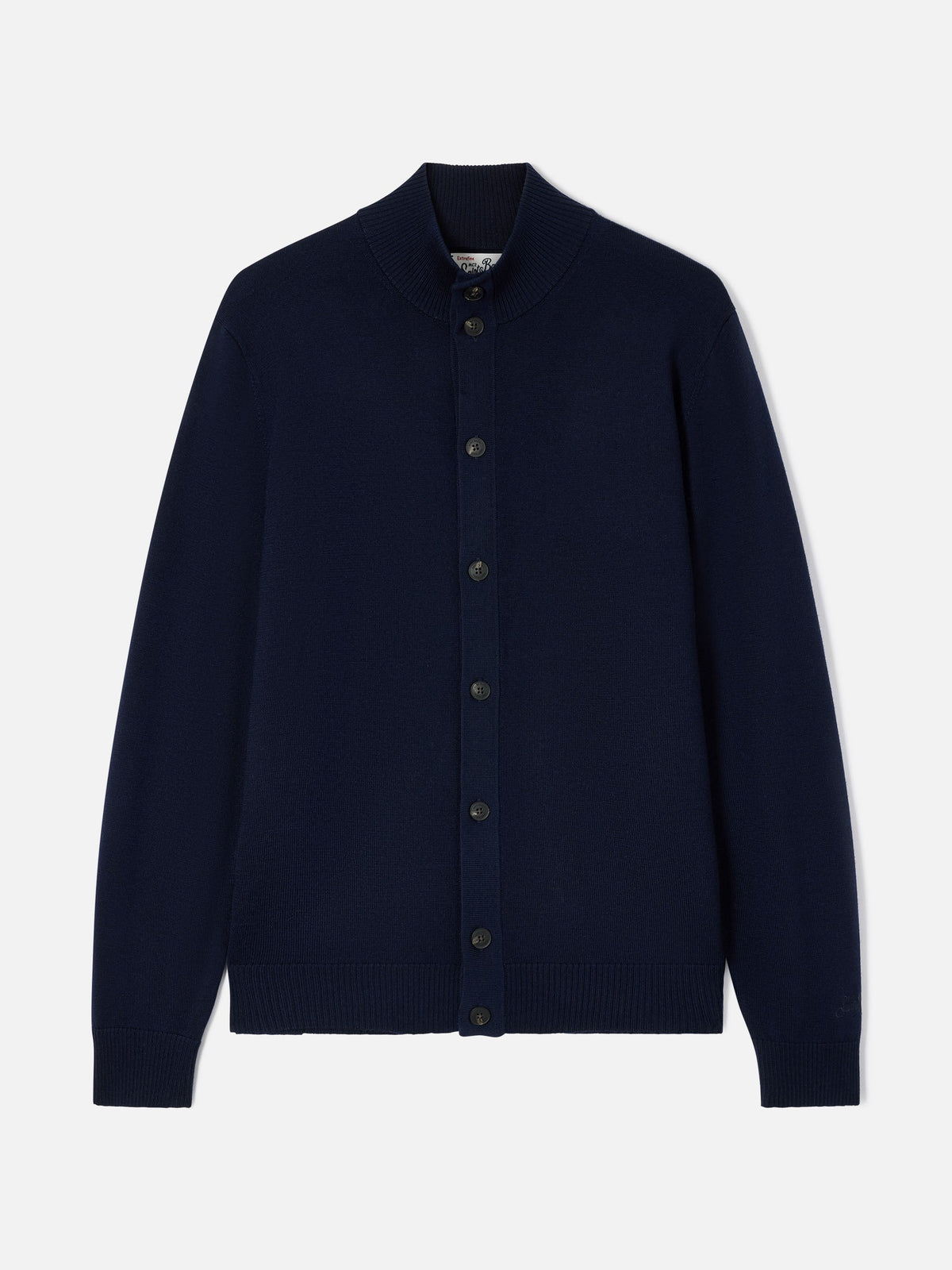 Cardigan Savile in navy blue Merino