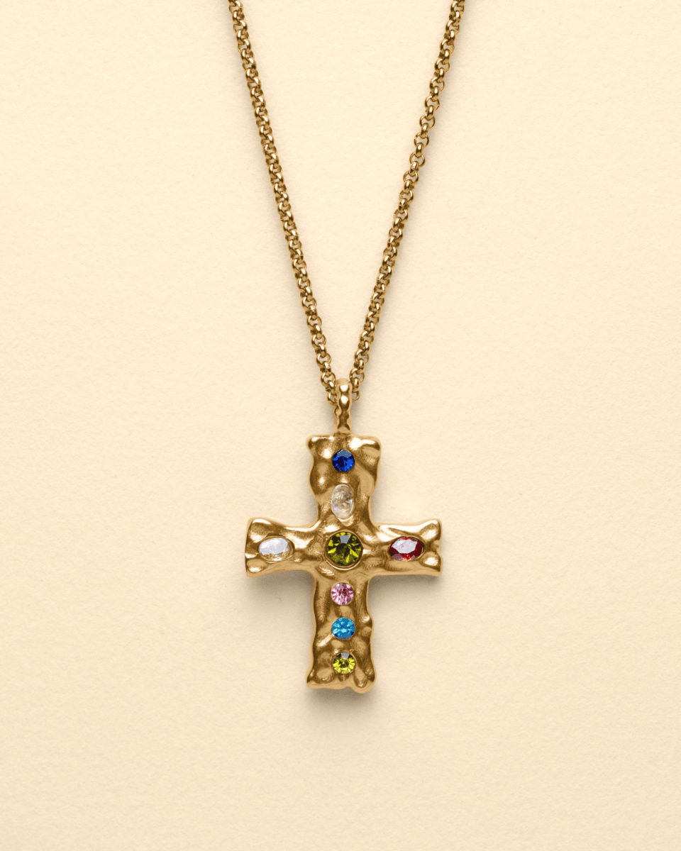 Gem cross necklace [gold]