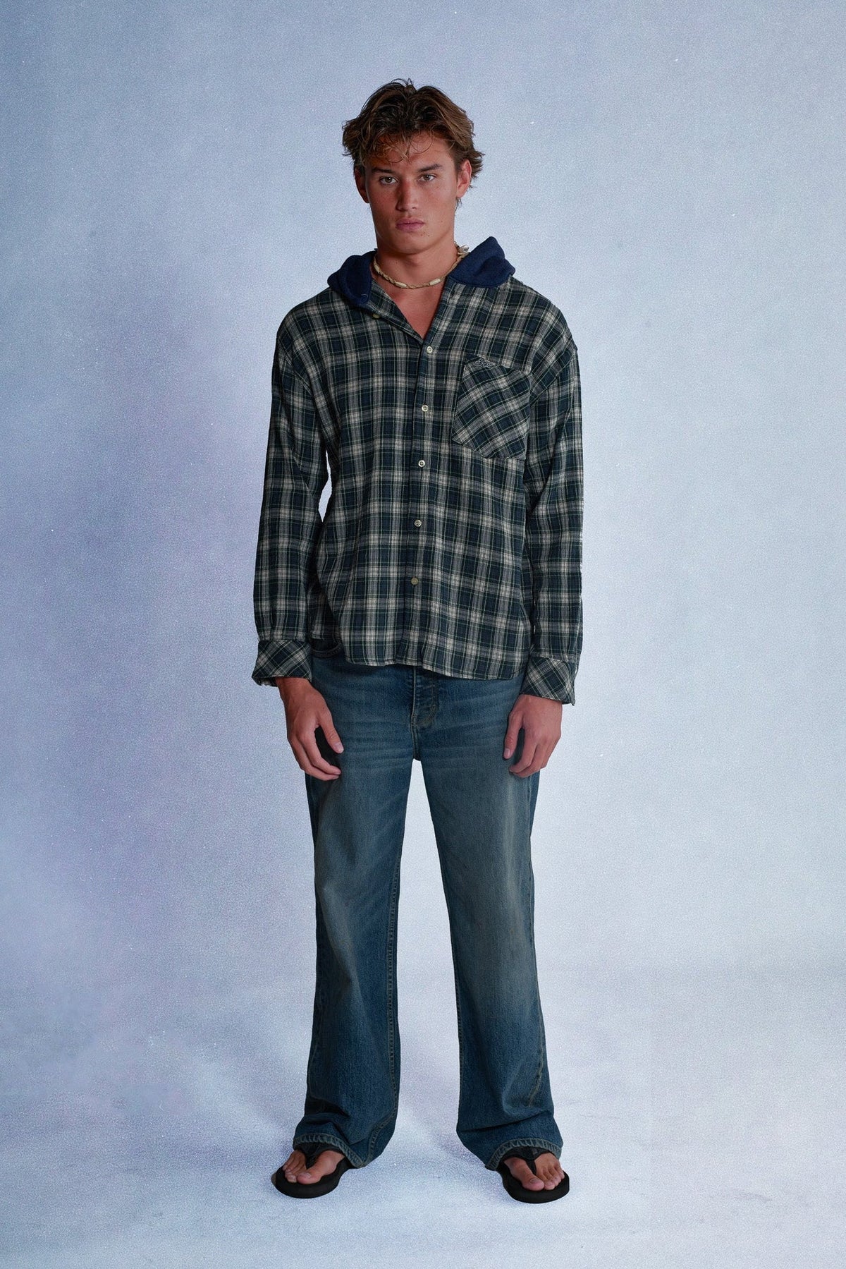 hooded plaid shirt