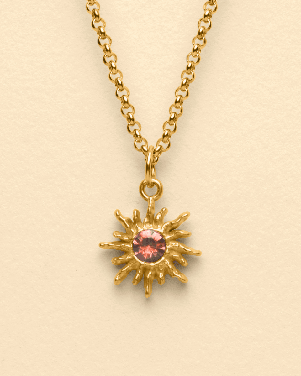 Solar flare necklace [gold] - red